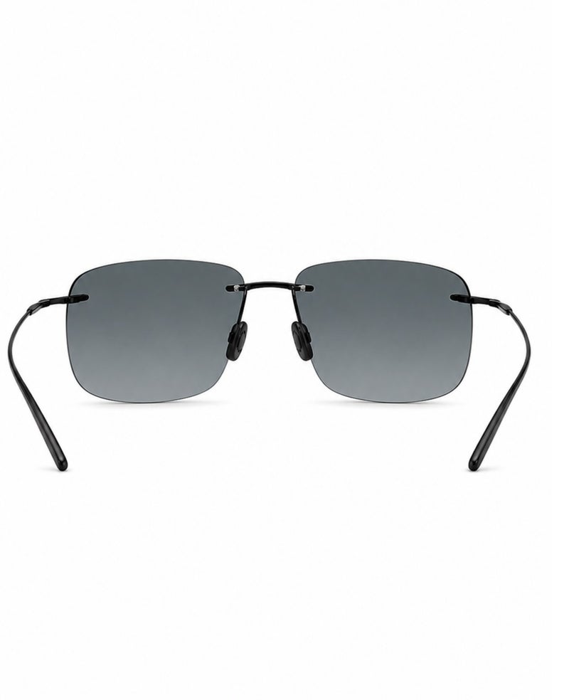 ماوي جيم نظارات شمسية مستقطبة Maui Jim Breakwall 422-02 (MJ0422S-001 64)، إطار مستطيل بدون حواف (مقاس 64 مم)، لون أسود لامع، عدسات MauiPure رمادية محايدة، للجنسين. - Image 4