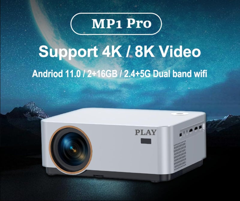 Play MP-1 Smart WiFi 3D 4k Full HD LED Android 11| Genuine Multifunction| Bluetooth 4D Keystone | 550-inch Display |1920x1080P | USB HDMI 4k |Portable Digital Projector LED Home Theater - Image 5