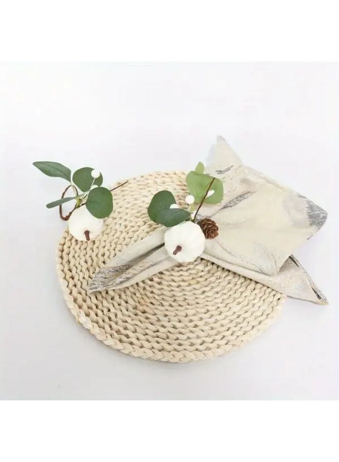 5 قطع خواتم مناديل ستايل كويتجكور قابلة للتعديل، بلون المريمية الأخضر والأبيض، مصنوعة من البولي فوم، ديكور طاولة - Image 4