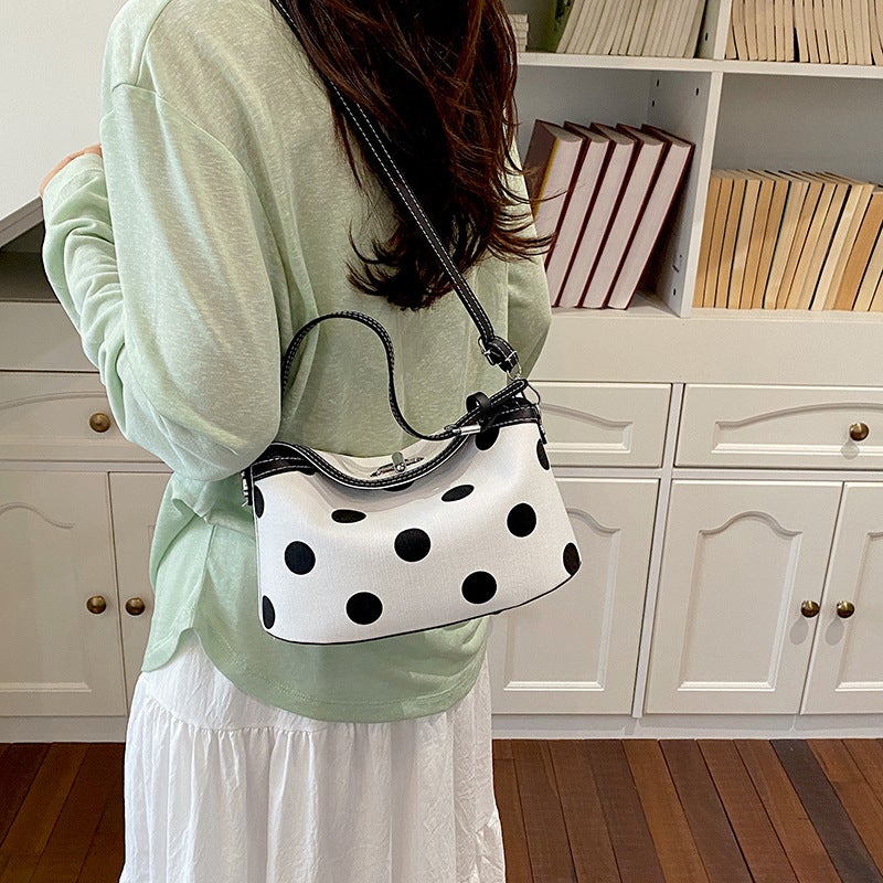 Women's Polka Dot Bucket Bag, 2026 Summer, Minimalist Design, Crossbody Shoulder Bag - Image 2