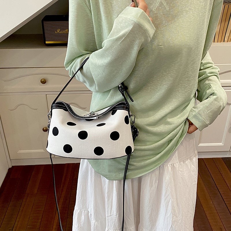 Women's Polka Dot Bucket Bag, 2026 Summer, Minimalist Design, Crossbody Shoulder Bag - Image 1