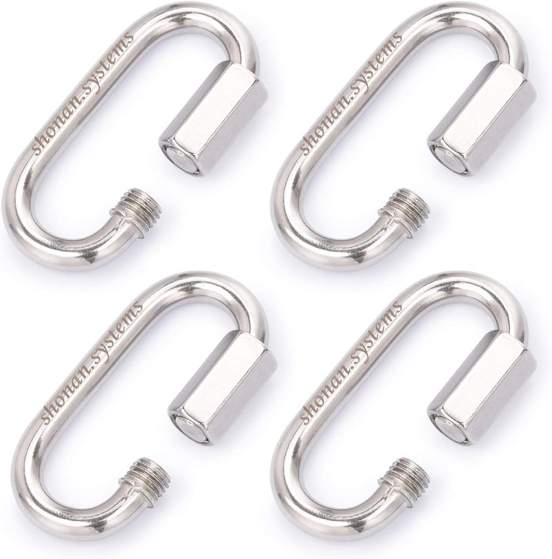 Shonan.Systems SHONAN Heavy Duty Marine Chain Quick Links, Stainless Steel Chain Connectors, Corrosion Resistant Locking Carabiners - Image 1