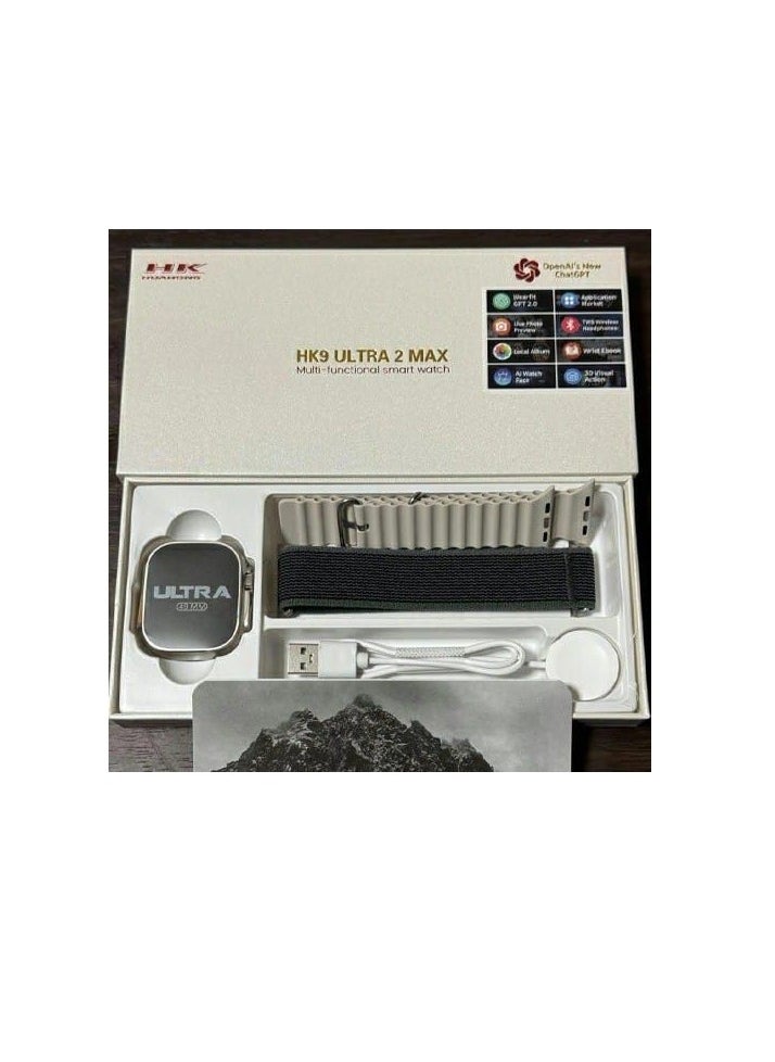 HK - HK9 Ultra 2 Max SmartWatch - Super Amoled - 49mm - With 2 Straps (silicone and cloth ) - (Grey) - Image 1
