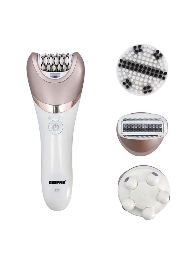 GEEPAS GLS86053 Rechargeable Ladies Grooming Set 4-in-1 Electric Hair Remover Detachable Shaving Head, On/Off Switch, LED Indicator Light, Ideal To Remove Unwanted Hair White - Image 1