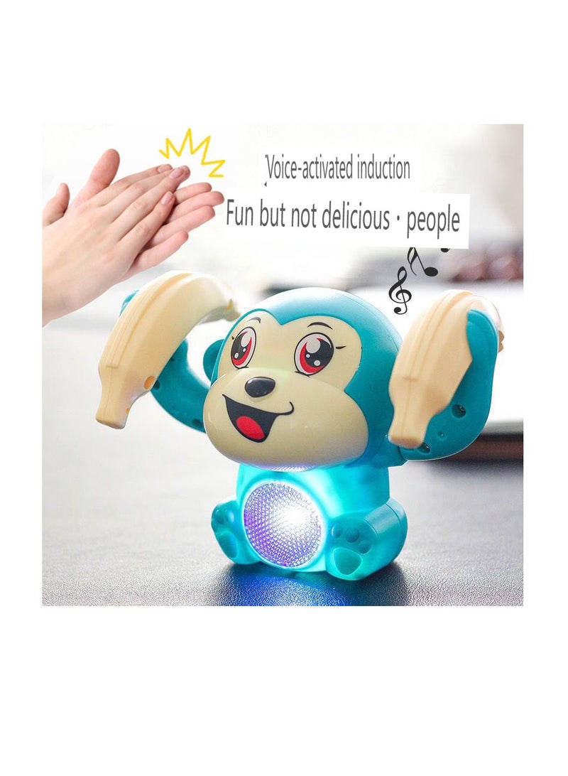 Children's rolling monkey electric voice controlled luminous toy, a small monkey that can flip and somersault, babies practice crawling with their heads up - Image 1