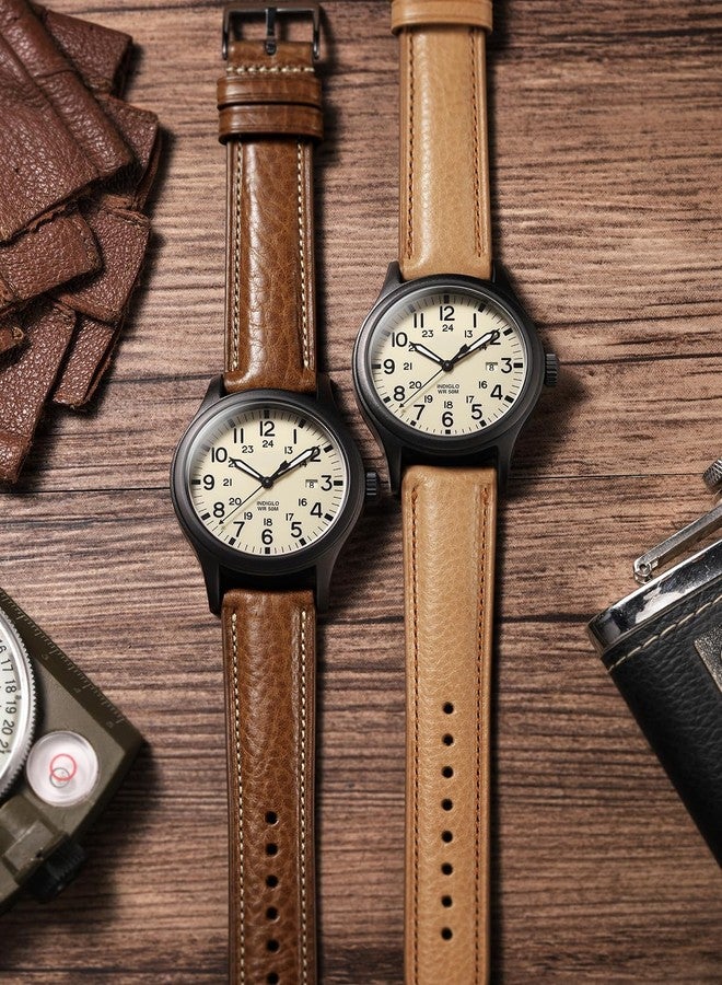 Getalia Italian leather Watch Band Tuscany Natural Vegetable-Tanned Full Grain Genuine Leather,18mm 19mm 20mm 21mm 22mm Quick Release Replacement Watch Straps for Men and Women Thick and Soft, 19mm, - Image 3