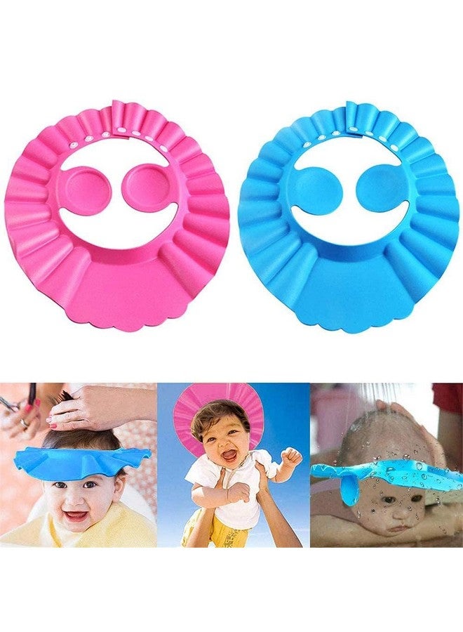 DAVALBA Baby Shower Cap, Shower Cap for Kids 0-9 Years, Adjustable Silicone Crown with Eye & Ear Protection, Waterproof Bathing Hat for Washing Hair (Pack of 2) - Image 1