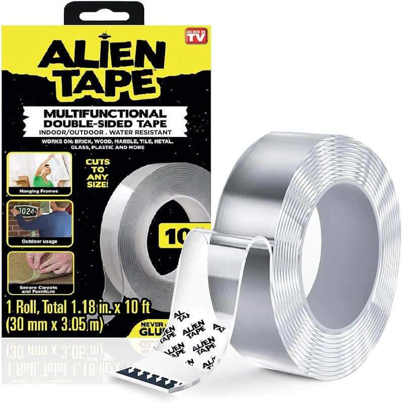 ALIEN TAPE Bell+Howell Alientape Nano Double Sided Tape, Removable Adhesive Multipurpose Transparent Mounting Tape Washable Strong Sticky Resistant Mat Photo Frame Poster Decoration As Seen On Tv( - Image 1