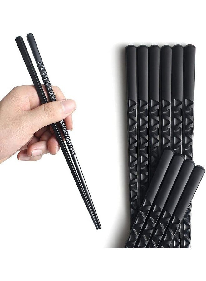 RIANZ Fiberglass Reusable Non-Slip Chopsticks for Sushi, Noodles, Fried Rice Non-Slip 24 cm - Black (Pack of 5 Pair) - Image 1