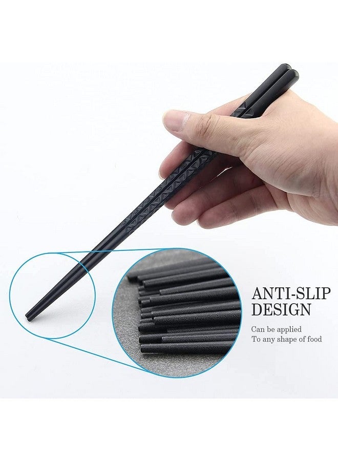 RIANZ Fiberglass Reusable Non-Slip Chopsticks for Sushi, Noodles, Fried Rice Non-Slip 24 cm - Black (Pack of 5 Pair) - Image 3