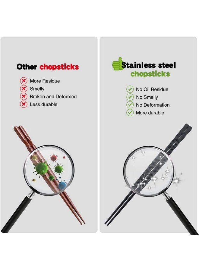 RIANZ Fiberglass Reusable Non-Slip Chopsticks for Sushi, Noodles, Fried Rice Non-Slip 24 cm - Black (Pack of 5 Pair) - Image 4