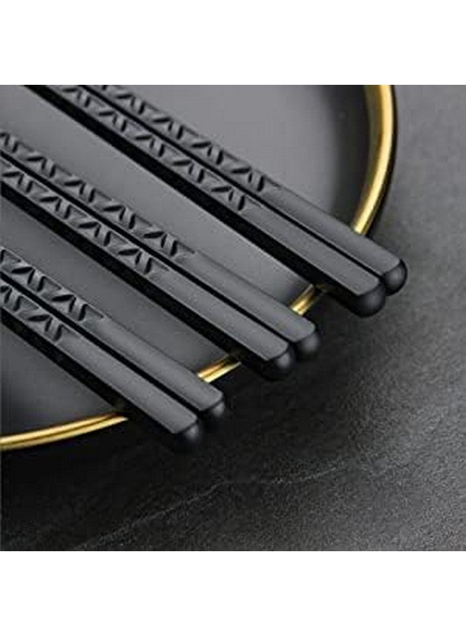 RIANZ Fiberglass Reusable Non-Slip Chopsticks for Sushi, Noodles, Fried Rice Non-Slip 24 cm - Black (Pack of 5 Pair) - Image 2