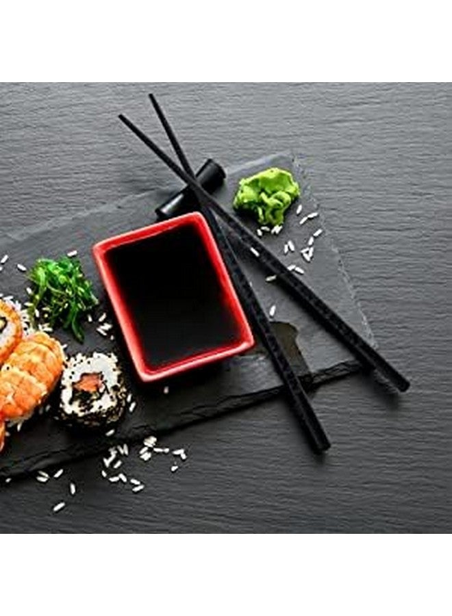 RIANZ Fiberglass Reusable Non-Slip Chopsticks for Sushi, Noodles, Fried Rice Non-Slip 24 cm - Black (Pack of 5 Pair) - Image 5