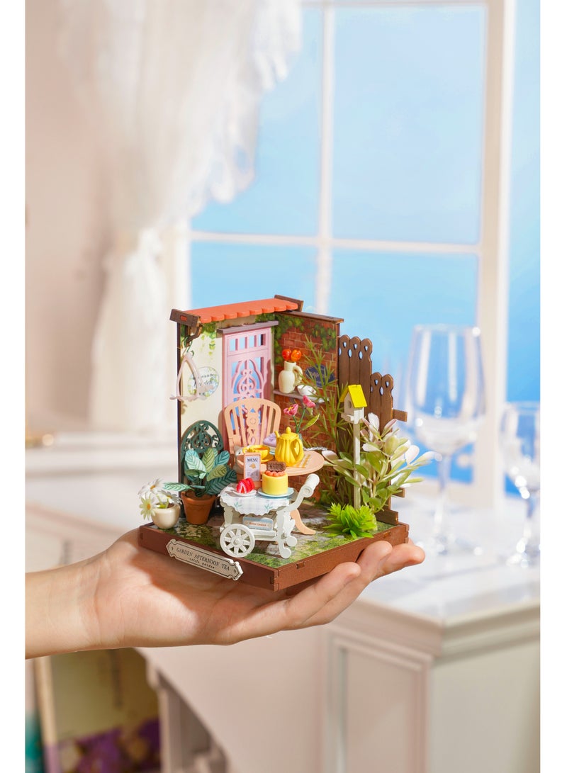 Robotime Rolife Fancy Tea Yard 3D Wooden Puzzle DIY Miniature House Kit DS038 Decorative DIY Crafts/Birthday Gifts/Home Decor For Girls&Boys Teens&Adults - Image 5