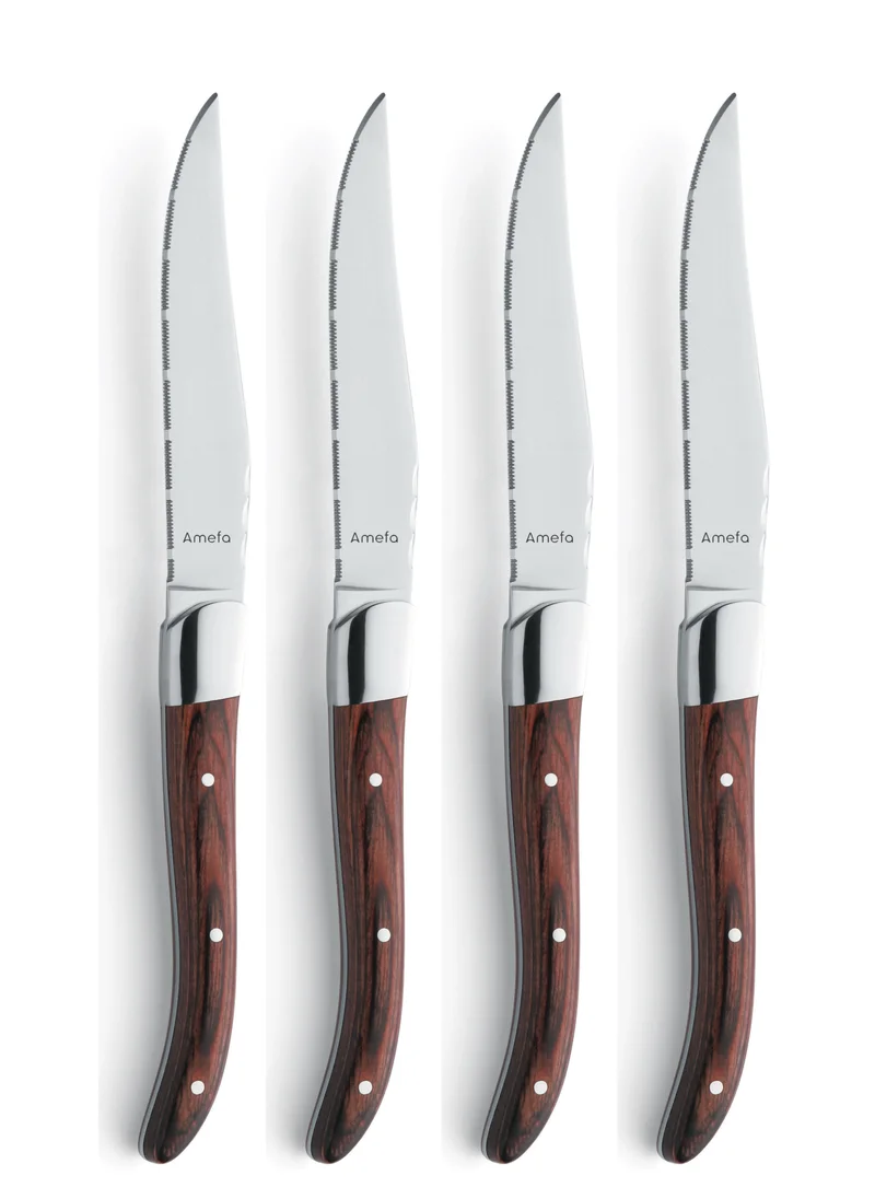 Amefa Royal Steak 2520 4-pcs Steak knife set brown in wooden box