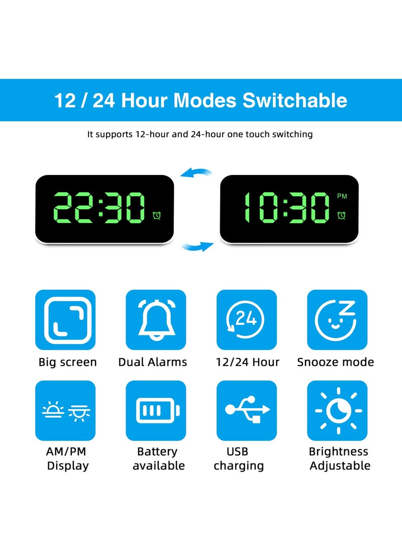 LED Alarm Clock Digital Table Clock Electronic Clock (Green Font) (From Abroad)