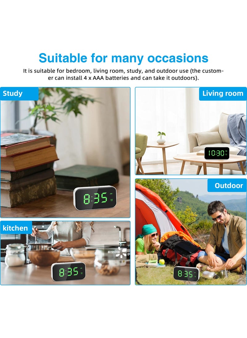 LED Alarm Clock Digital Table Clock Electronic Clock (Green Font) (From Abroad)
