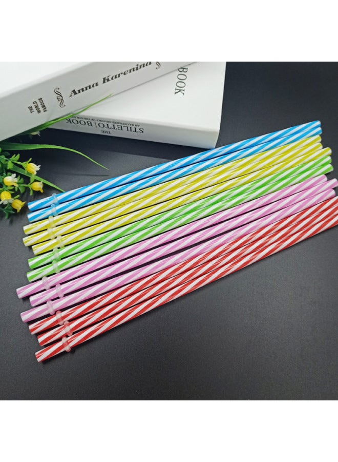 Colorful Pp Plastic Straws Ring Screw Thread Design Hardened Drinking Straws For Beverages-Color:230mm Color Mixing  - Image 1