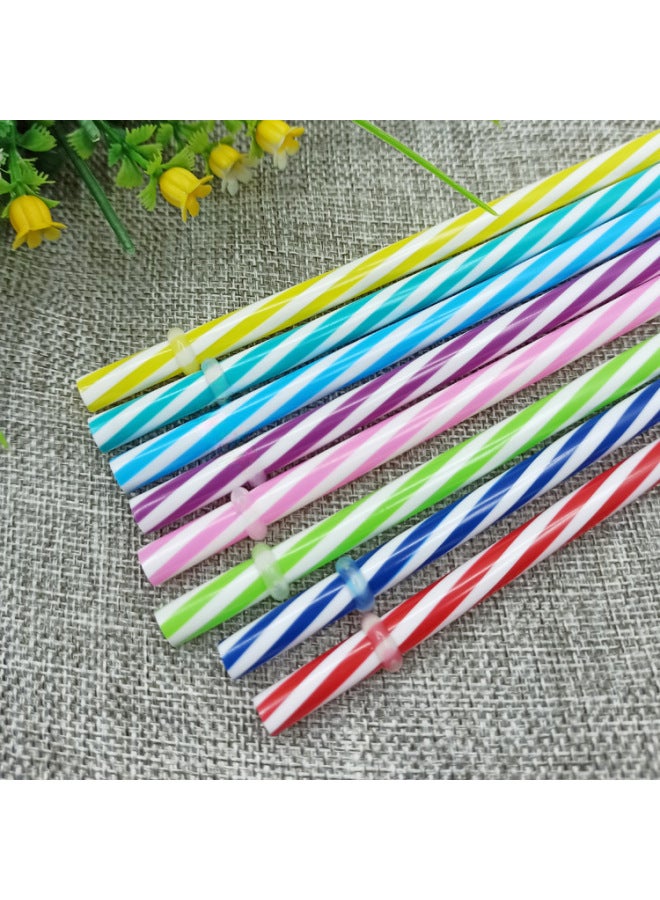 Colorful Pp Plastic Straws Ring Screw Thread Design Hardened Drinking Straws For Beverages-Color:230mm Color Mixing  - Image 3