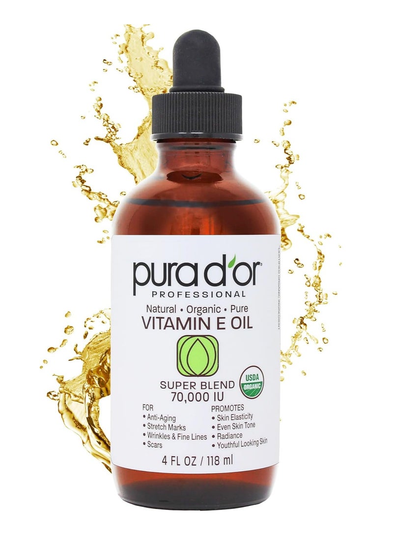 Pura d'or ORGANIC Vitamin E Oil Blend 70,000 IU 4 Oz