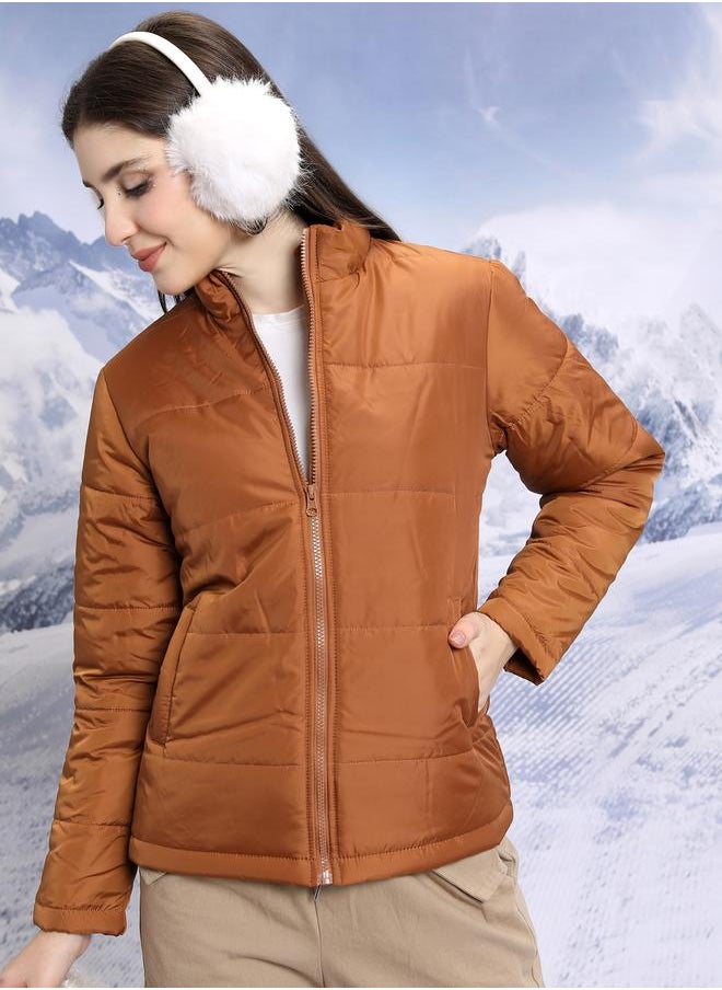 Tokyo Talkies Quilted High Neck Padded Jacket by Styli  - Image 1