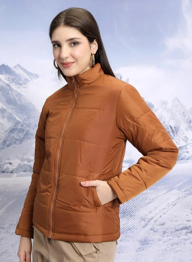 Tokyo Talkies Quilted High Neck Padded Jacket by Styli
