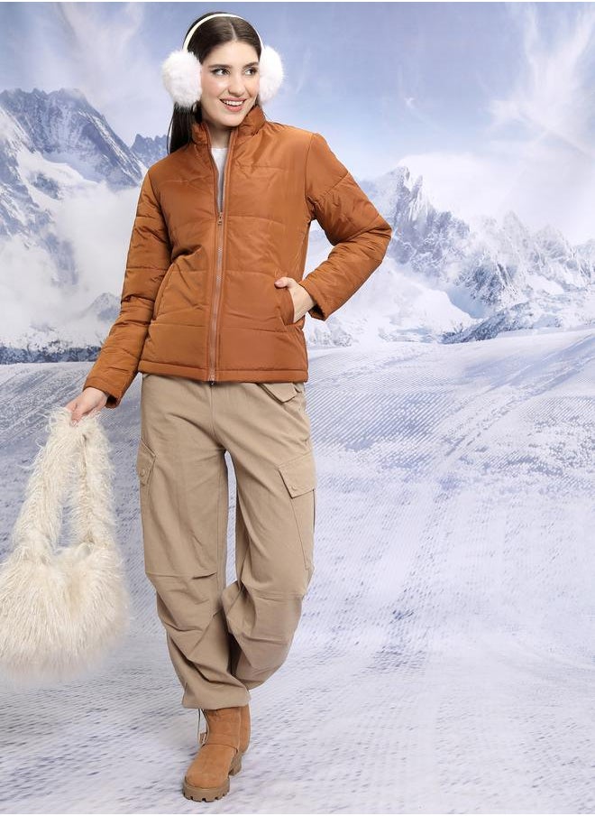 Tokyo Talkies Quilted High Neck Padded Jacket by Styli  - Image 2