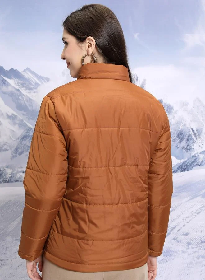 Tokyo Talkies Quilted High Neck Padded Jacket by Styli
