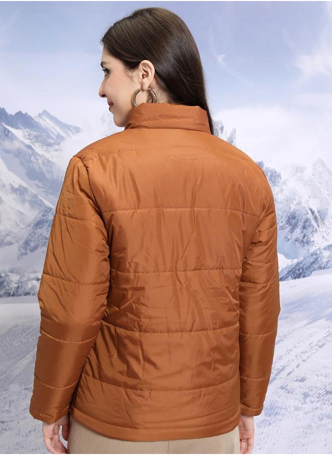 Tokyo Talkies Quilted High Neck Padded Jacket by Styli  - Image 3