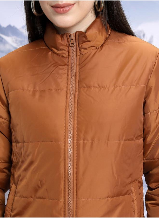 Tokyo Talkies Quilted High Neck Padded Jacket by Styli  - Image 5