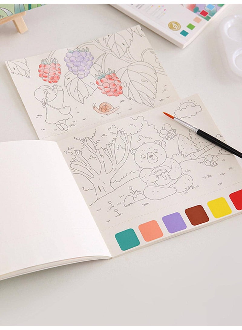 Drawing Coloring Book with Magic Watercolors and Brush, Creative Coloring Book for Kids, Consisting of 20 Pages in the Style of Forest Animals - Image 1
