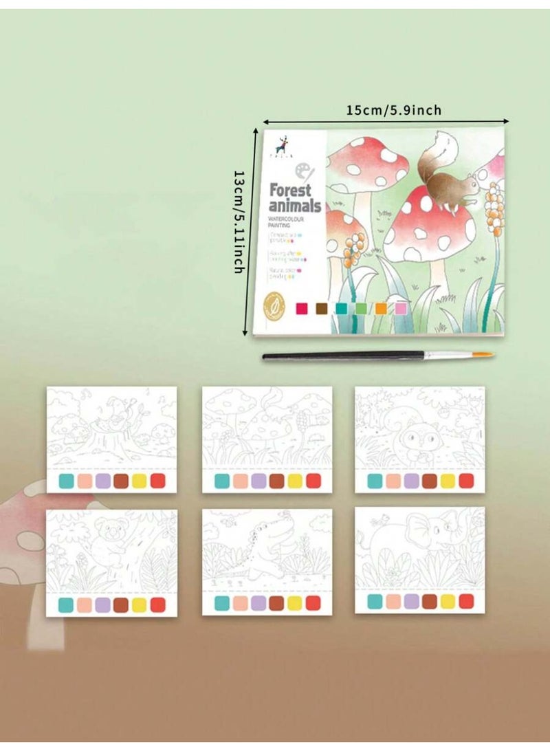 Drawing Coloring Book with Magic Watercolors and Brush, Creative Coloring Book for Kids, Consisting of 20 Pages in the Style of Forest Animals - Image 2