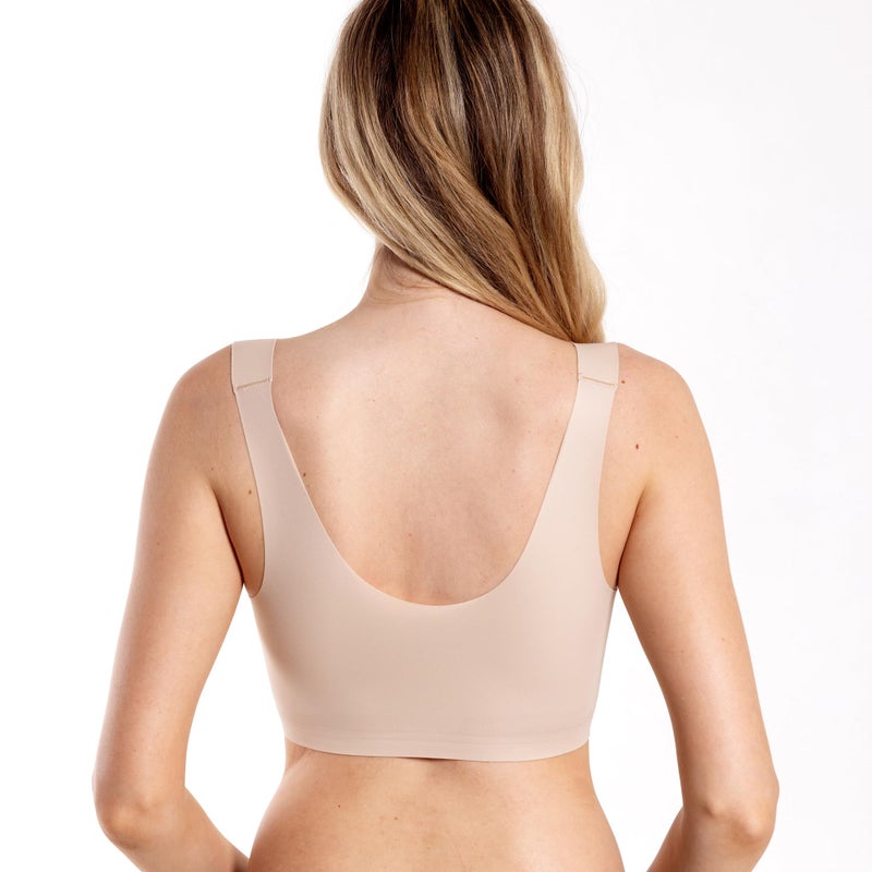 Floatley to The T-Shirt Scoop Neck Bra for Women, Silky Comfort Wirefree Seamless Grip Band Pullover Bra with Removable Pads - Image 3