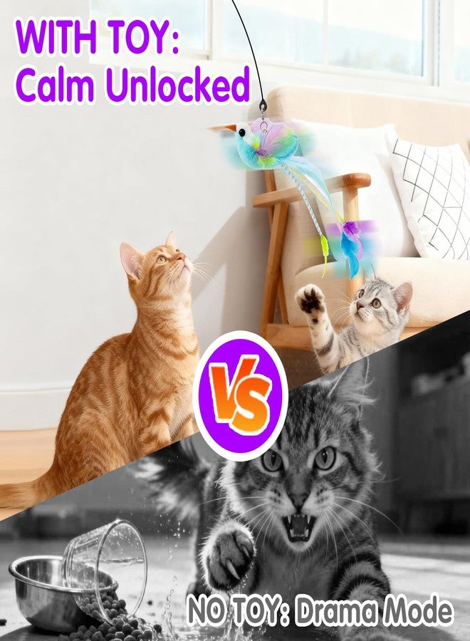 Walfront Interactive Cat Toys - Handheld Feather Wand with Realistic Bird Head, Indoor Hunt & Chase Play for Kittens & Adult Cats, Relieves Boredom, Reduces Anxiety & Creates Joyful Bonding - Image 3