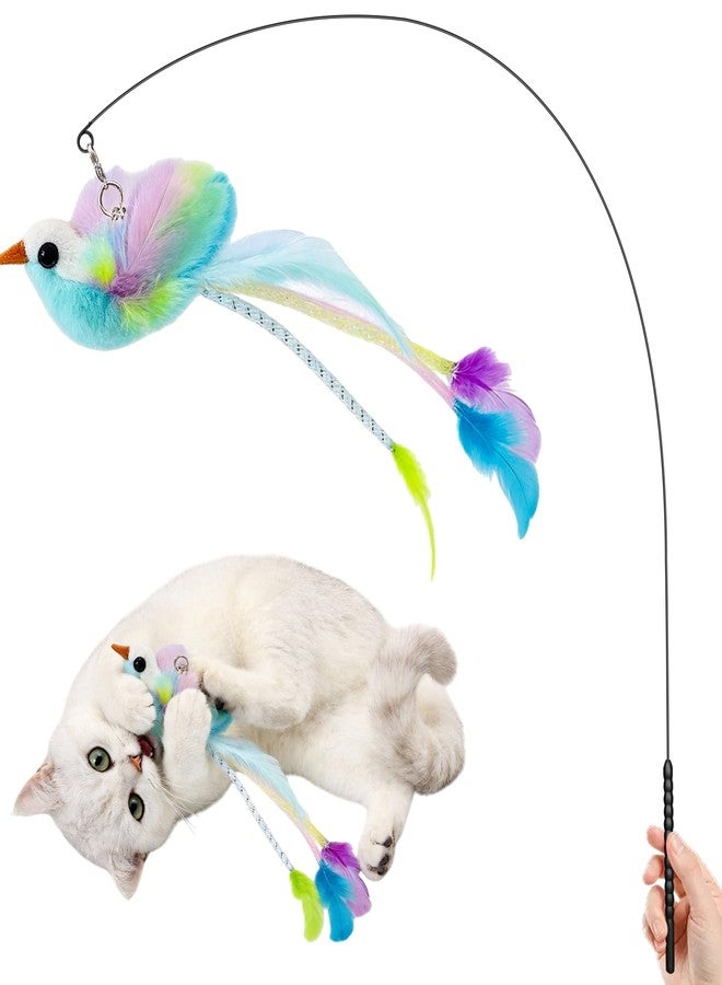 Walfront Interactive Cat Toys - Handheld Feather Wand with Realistic Bird Head, Indoor Hunt & Chase Play for Kittens & Adult Cats, Relieves Boredom, Reduces Anxiety & Creates Joyful Bonding - Image 1