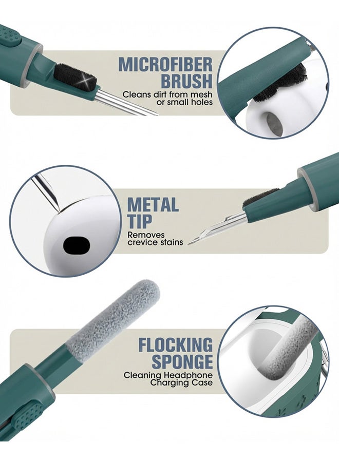 SJet AirPods Pro 3 2025 Case with Cherry Blossom Keychain and Cleaning Kit, Soft Silicone Protective Flower Engraved with AirPod Pro 3 Case Cover(Pine Green) - Image 3