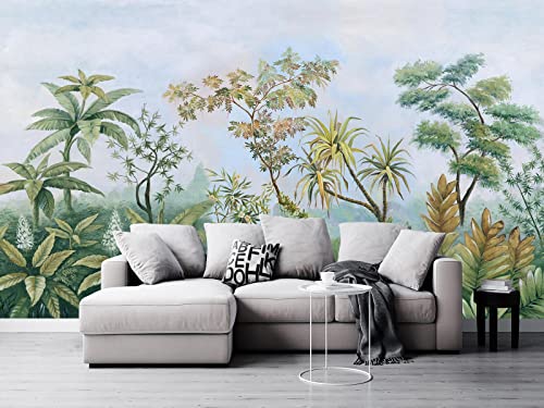 Cliouar-Tropical Plants Southeast Asia Oil Painting Forest Wallpaper Mural Bedroom Living Room Decoration 158" x 110"(Not Self-Adhesive) - Image 4