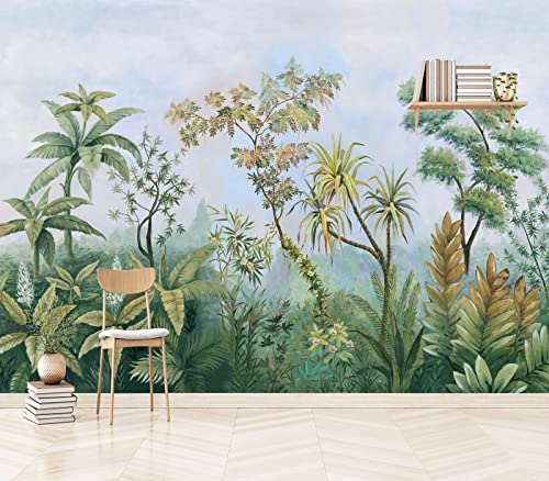 Cliouar-Tropical Plants Southeast Asia Oil Painting Forest Wallpaper Mural Bedroom Living Room Decoration 158" x 110"(Not Self-Adhesive) - Image 3