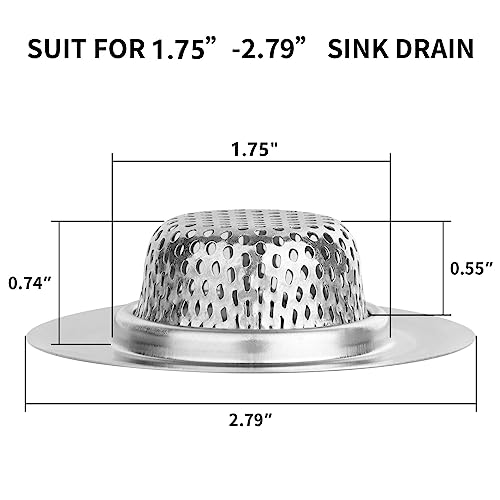 Ohtomber 2PCS Bathtub Drain Strainer - 2.79 inch Bathtub Floor Shower Hair Drain Catcher Cover, Stainless Steel Bathroom Sink Strainer Filter Basket for Bathroom Sink, Wash Basin - Image 2