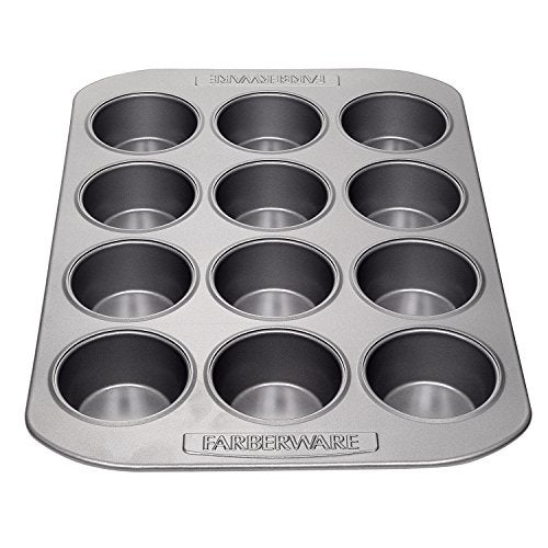 Farberware Nonstick Bakeware 12-Cup Muffin Pan, Gray - Image 1