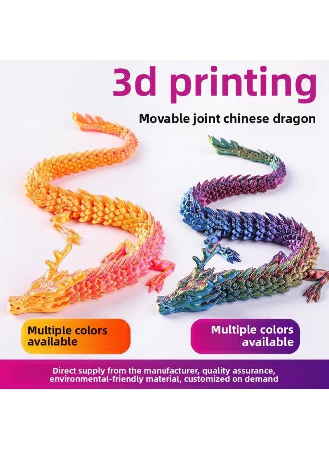 3d Printing Chinese Dragon Ornaments Fish Tank Landscaping Dragon Handicraft Joint Movable Creative Toys-Color:Laser Green Dragon + Dragon Egg-Size:30cm Dragon + 13cm Dragon Egg - Image 3