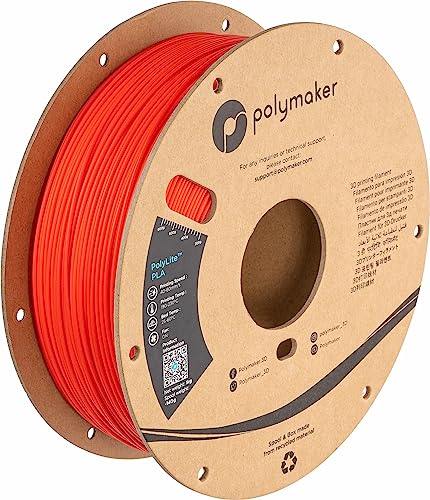 Polymaker PLA Filament, Red 3D Printing PLA Filament 1.75mm 1kg - PolyLite 3D Printer PLA Filament, Dimensional Accuracy +/- 0.03mm, Compatible with Most 3D Printer, Red - Image 1