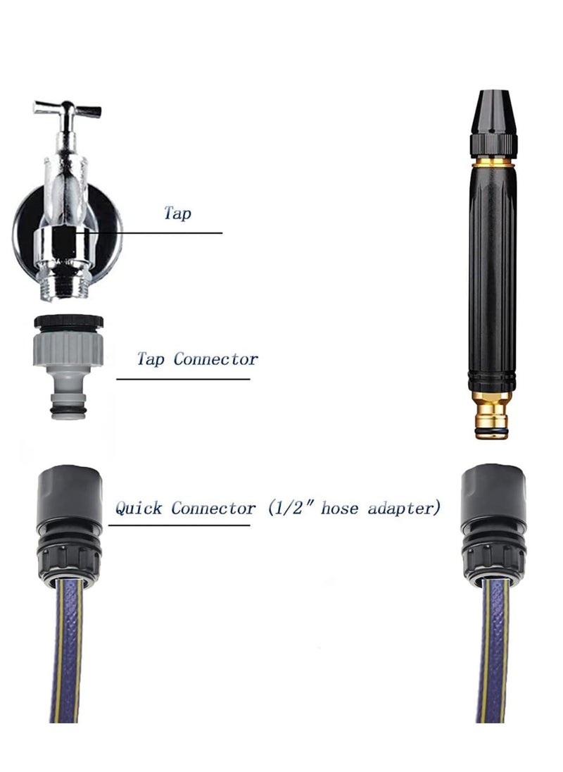 BGM Water Spray Gun Car Wash Nozzle High Pressure Nozzle Spray Water Gun Water Jet Hose Nozzles Pipe For Gardening, Bike Car Wash Garden Watering Tool Black High Pressure Nozzle with 3 Attachment  - Image 3