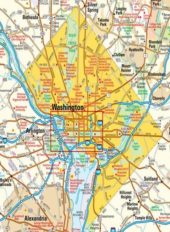 MapSherpa خريطة جدارية لمدينة واشنطن العاصمة - ورق مقاس 11.5 بوصة × 14.75 بوصة - Image 2