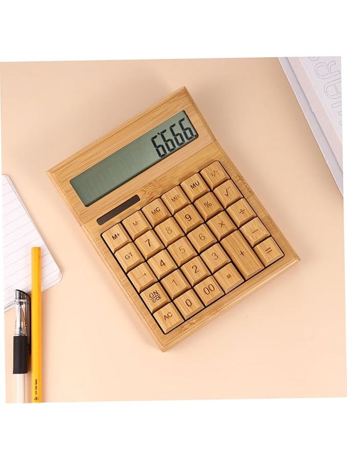 Retro Portable Solar Calculator Light Brown 17.5 13cm Office Travel Daily Use Lightweight Compact Design For Home School Work - Image 1