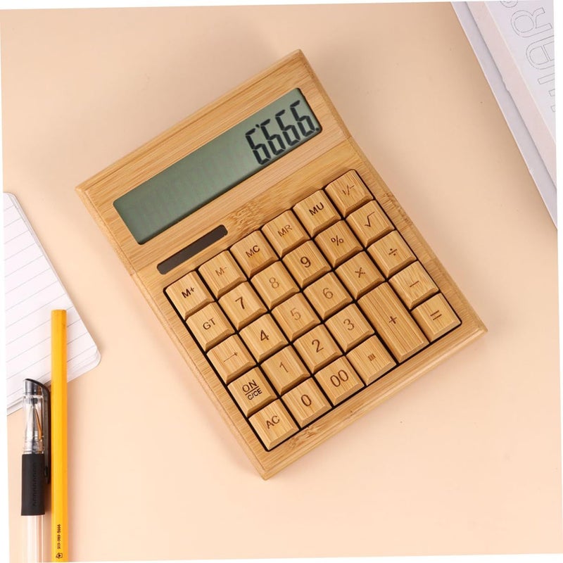 Retro Portable Solar Calculator Light Brown 17.5 13cm Office Travel Daily Use Lightweight Compact Design For Home School Work - Image 2