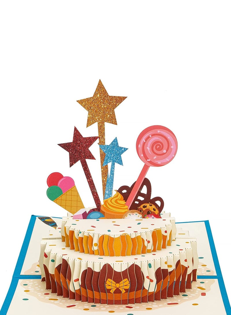 KASTWAVE Pop Up Birthday Card, Happy Birthday Cake Card,3D Card Greeting Cards with Envelope , Birthday Gifts, Cards for Women Mom Kids Dad Son Daughter Friend - Image 1