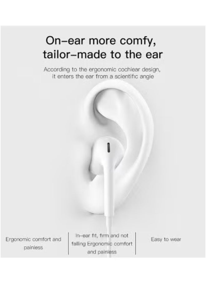 Yesido YH38 Type-C Wired Earphones with Microphone – High-Quality Stereo Sound, USB-C Earbuds with In-Line Controls for Music, Calls & Voice Assistants – Comfortable, Durable & Stylish for Smartphones – White  - Image 4
