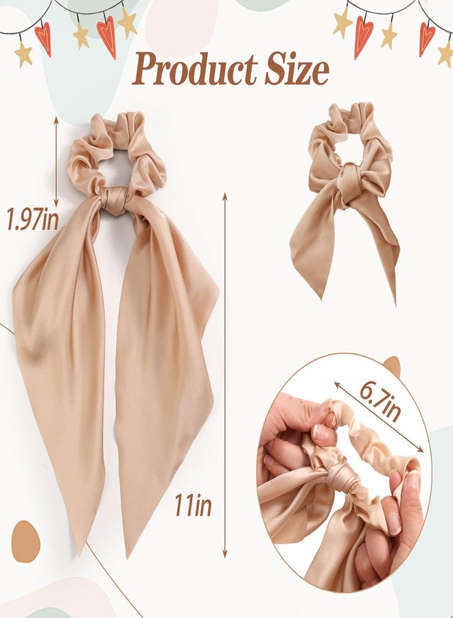 Glaudmeiss 6 PCS Bow Silk Scrunchies, Hair Ties with Bows, Hair Scrunchies for Women Girls, Knotted Bows Silk Hair Ties, Satin Hair Ribbon Elastic Hair Tie, Valentine's Day Gifts - Image 2