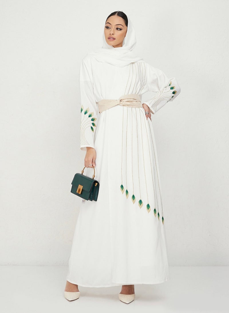 Rosette Abaya Abaya Embroidered With Belt  - Image 1